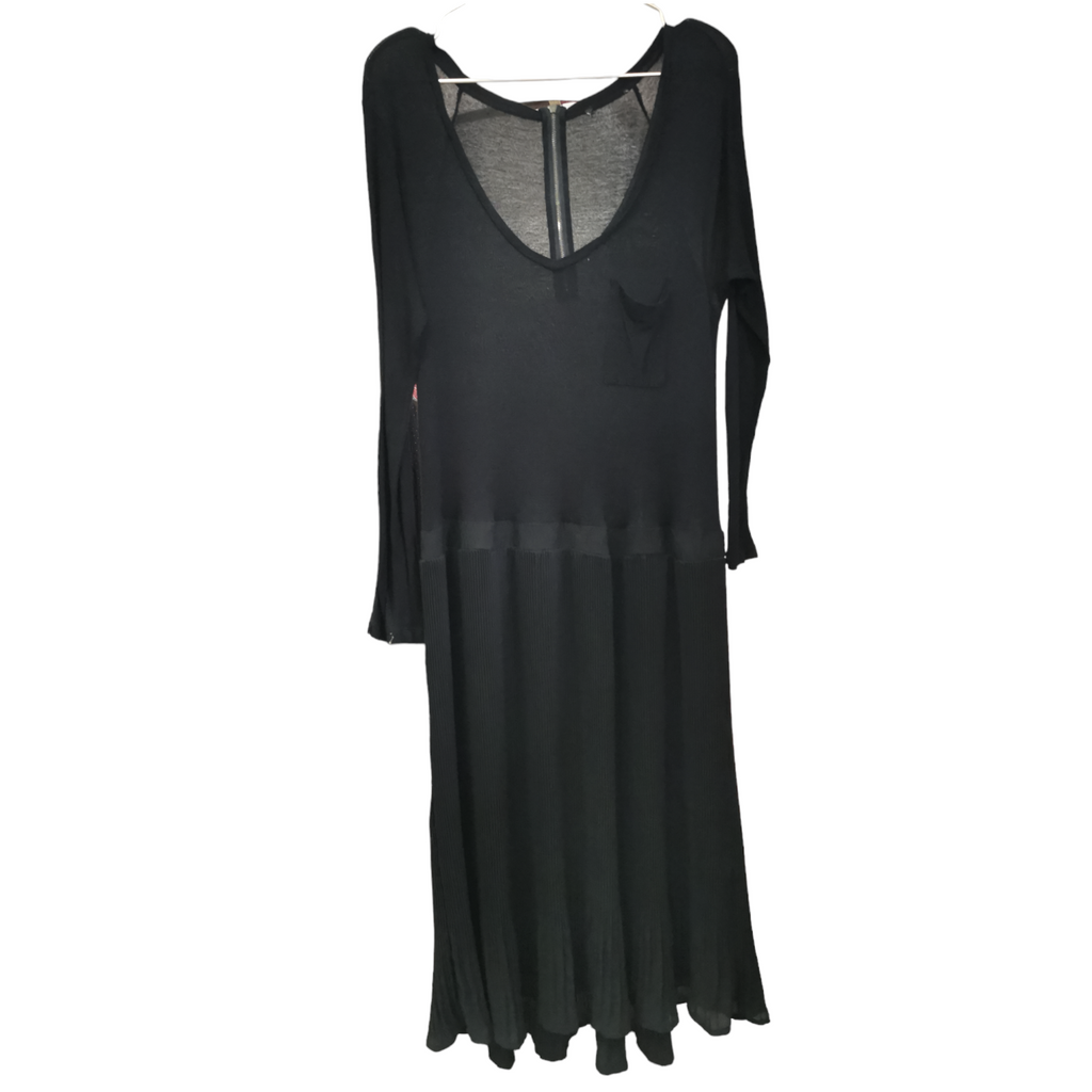 Black Vintage Dress Pleated / Crna Vintage Haljina sa Pliseom