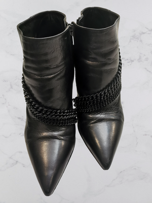 Black Leather Ankle Boots / Crne Kožne Čizme na Štiklu
