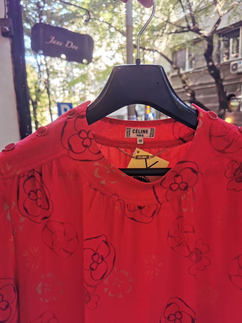 Céline Crvena Cvetna Vintage Haljina