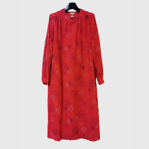 Céline Red Floral Vintage Dress / Céline Crvena Cvetna Vintidž Haljina