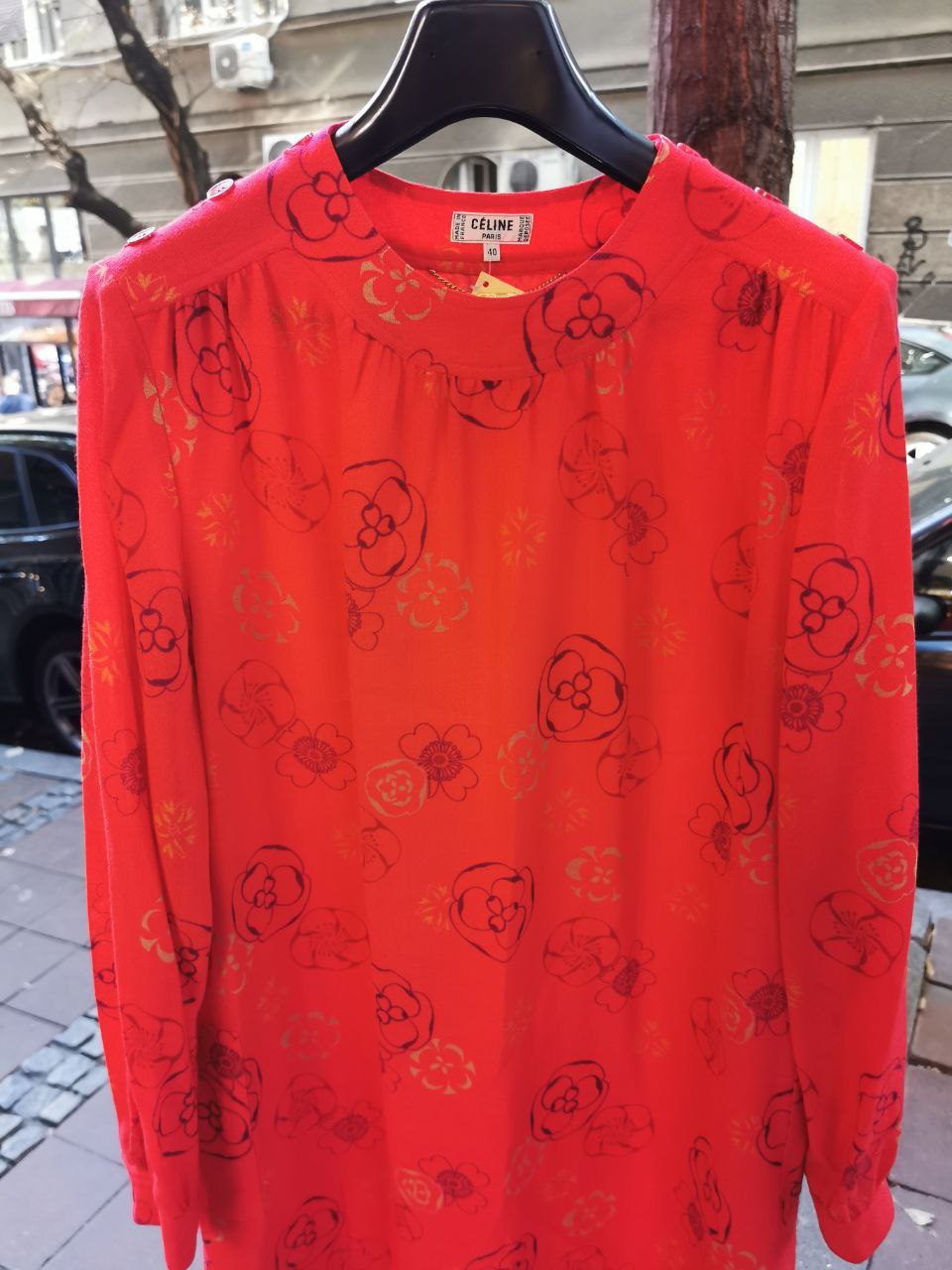 Céline Crvena Cvetna Vintage Haljina