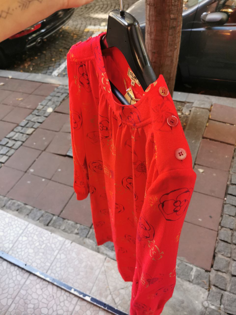 Céline Crvena Cvetna Vintage Haljina