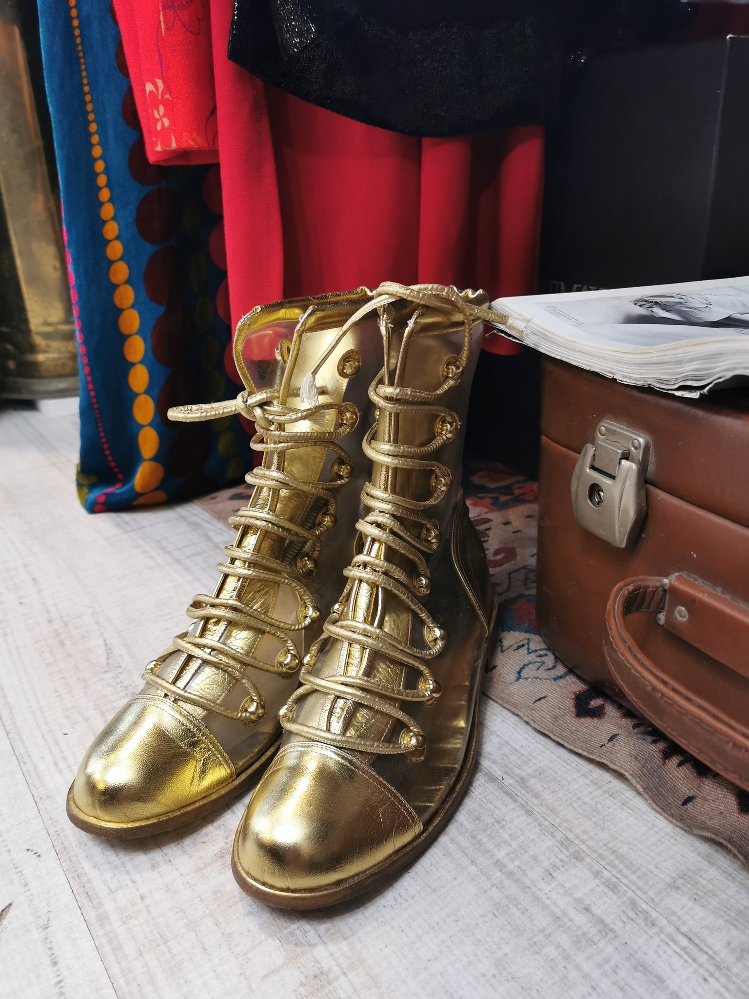 Leather Gold Colour Boots / Kožne Zlatne Čizme
