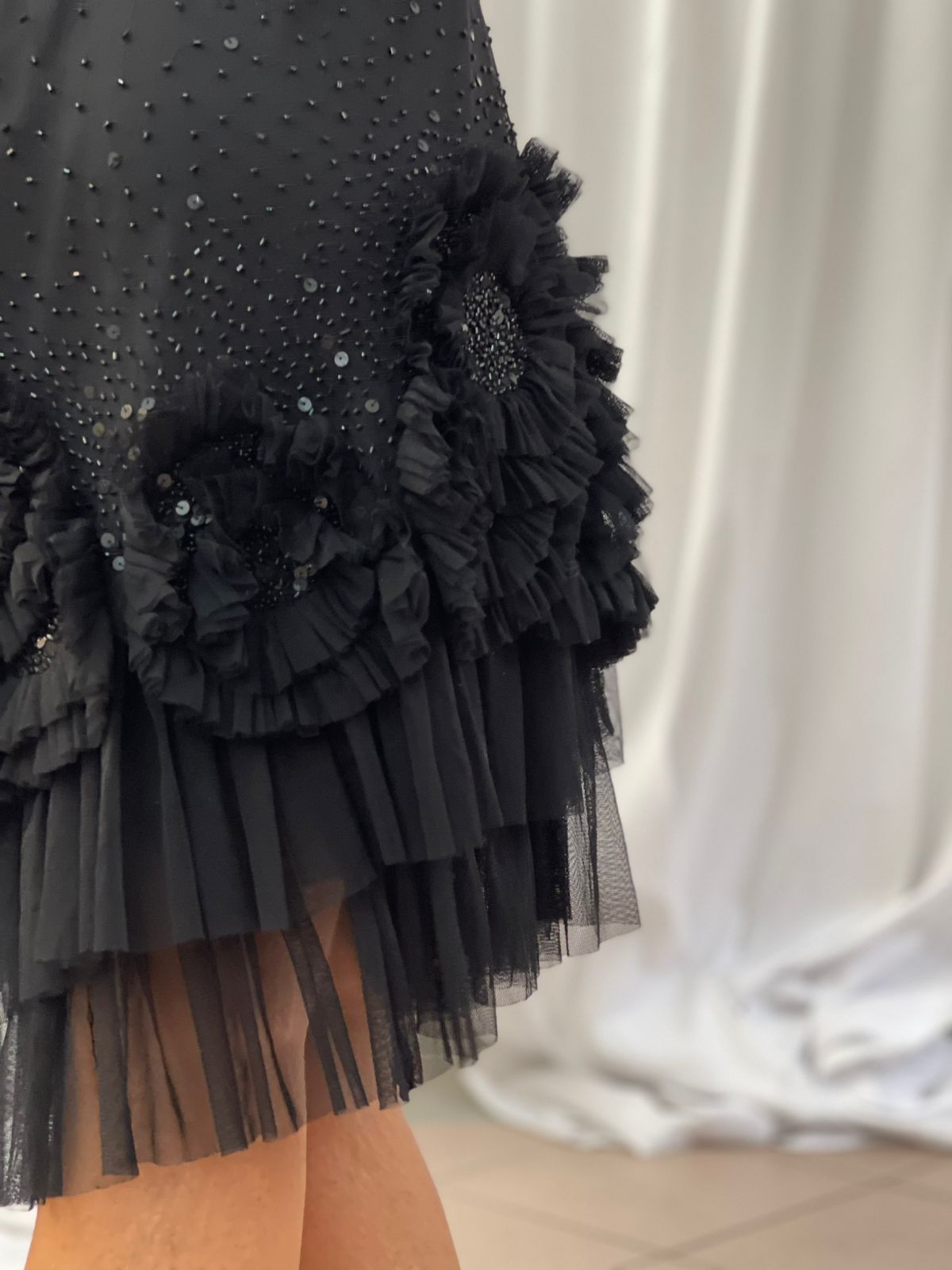 Galliano crna elegantna haljina sa cirkonima S-M