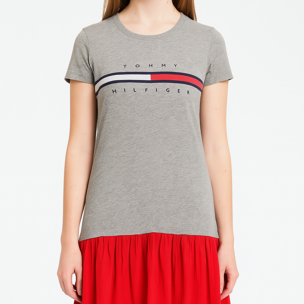 Tommy Hilfiger up-cycled haljina sivo-crvene  boje