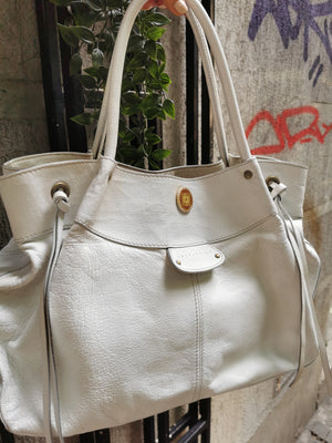 White Leather Vintage Bag / Kožna Bela Vintage Tašna