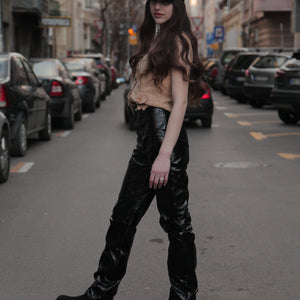 Black PVC Pants / Crne Lakovane Pantalone