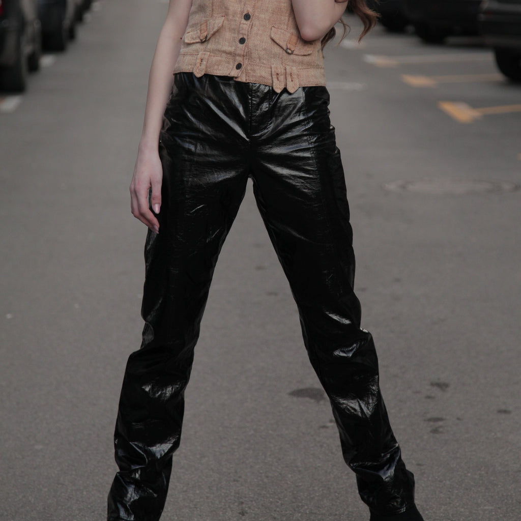 Black PVC Pants / Crne Lakovane Pantalone