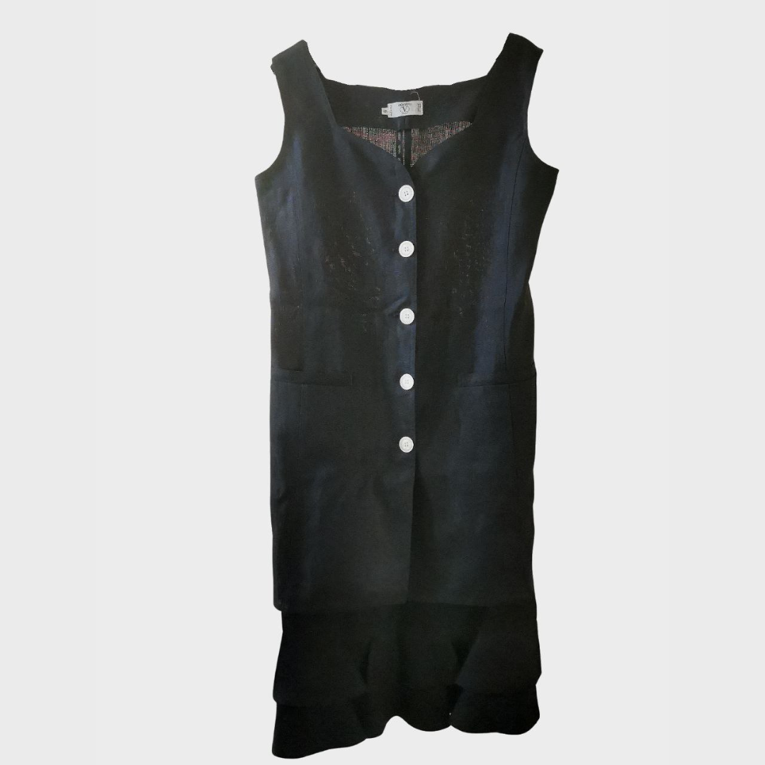 Valentino vintage lanena crna haljina - komplet