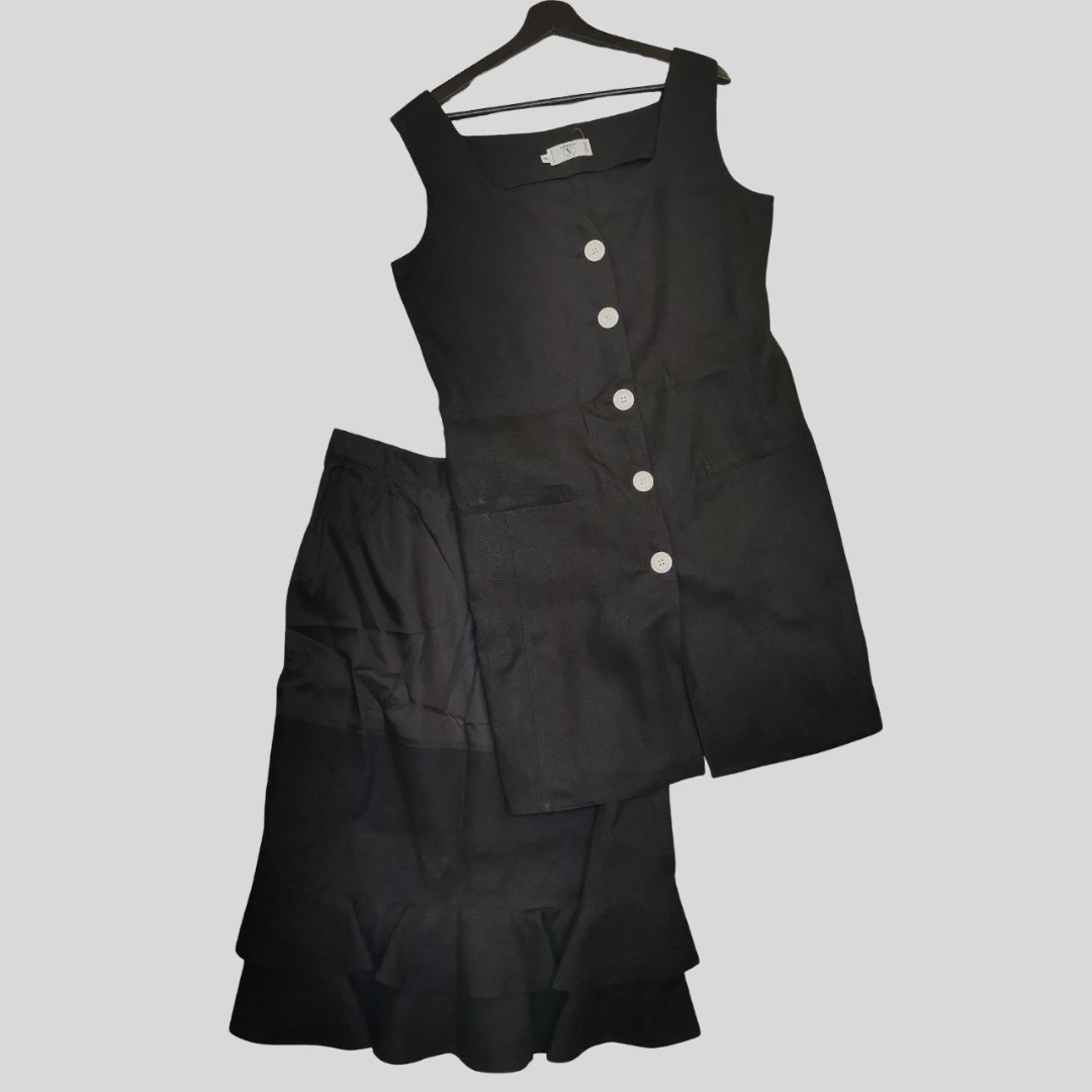 Valentino Linen Black Dress / Valentino Lanena Crna haljina