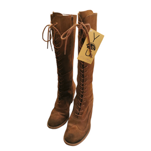 Brown Vintage Lace Up Boots / Vintage Čizme do Kolena