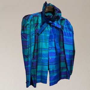 Silk Vintage Blue Blouse / Svilena Plava Vintage Košulja