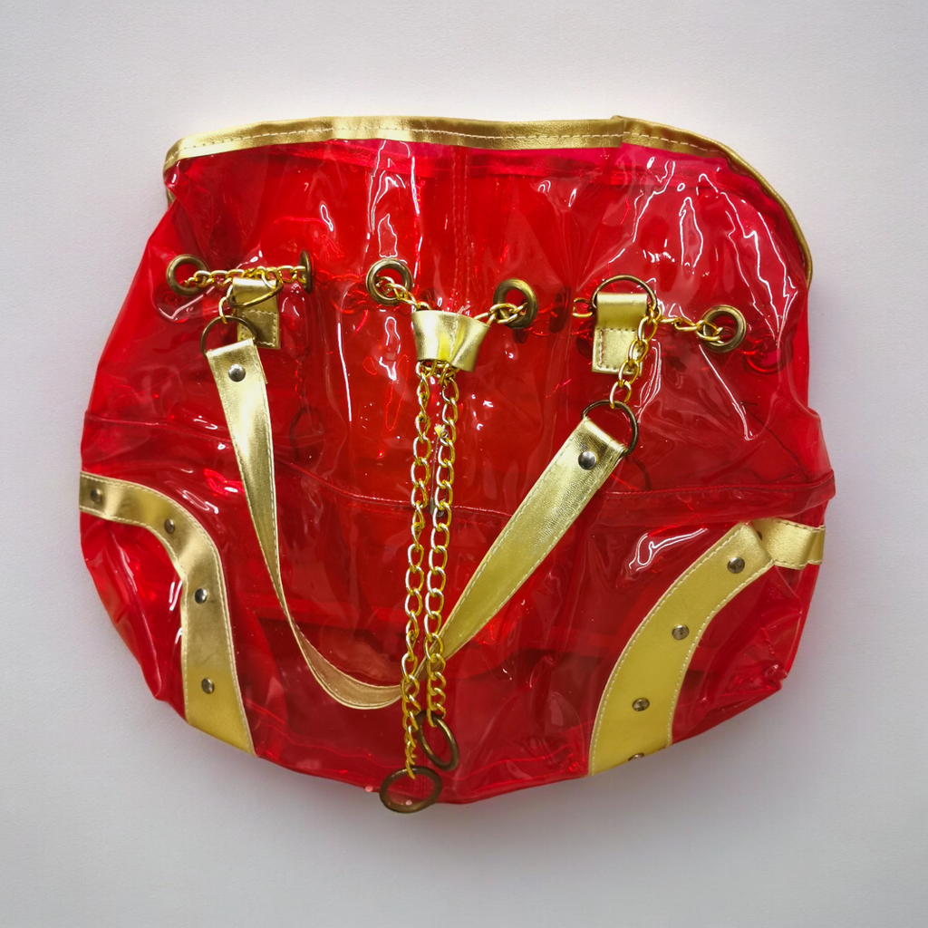 Pvc Red & Gold Vintage Bag / Zlatno Crvena Pvc Vintage Tašna