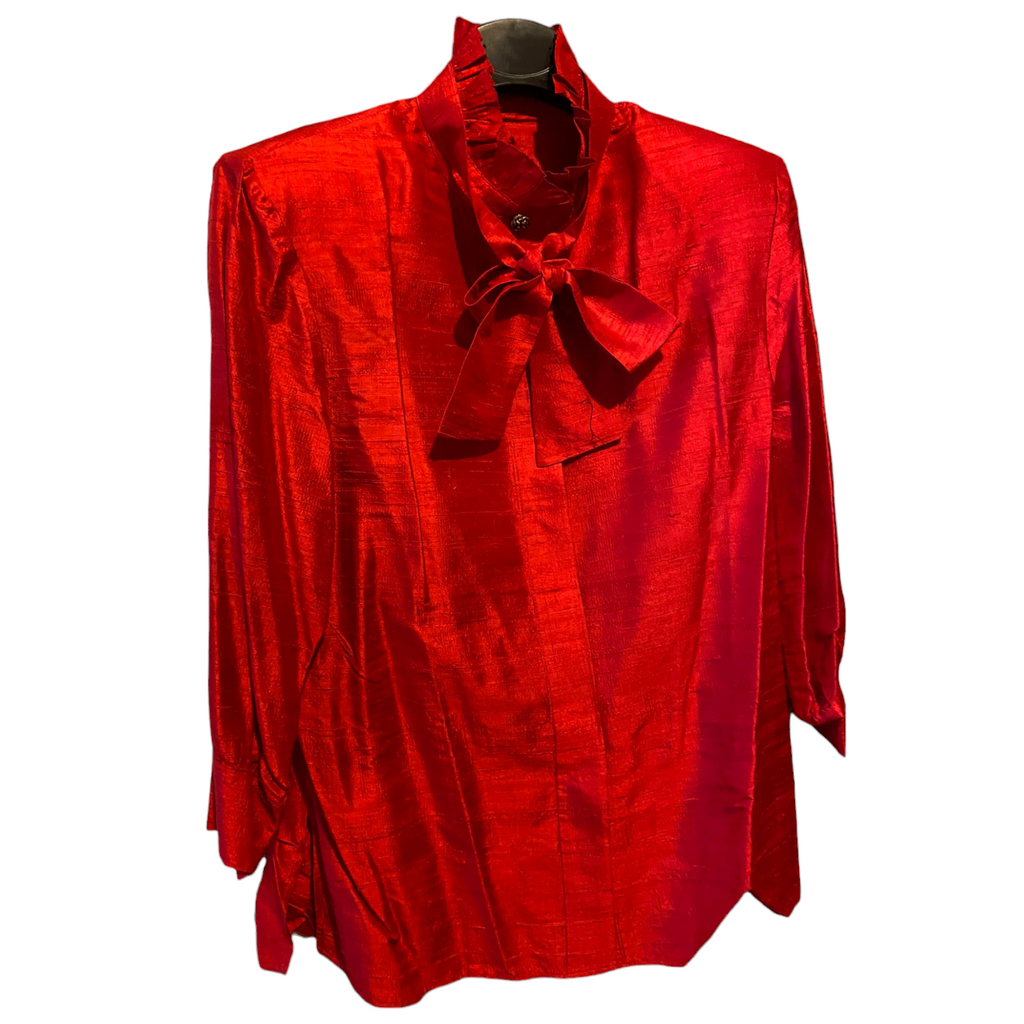 Raw Silk Red Vintage Blouse / Crvena Košulja od Sirove Svile