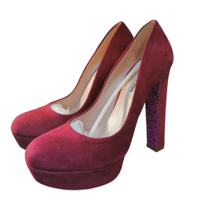 Dark Pink Sequin Heel Pumps / Tamno Roze Cipele na Štiklu sa Šljokicama