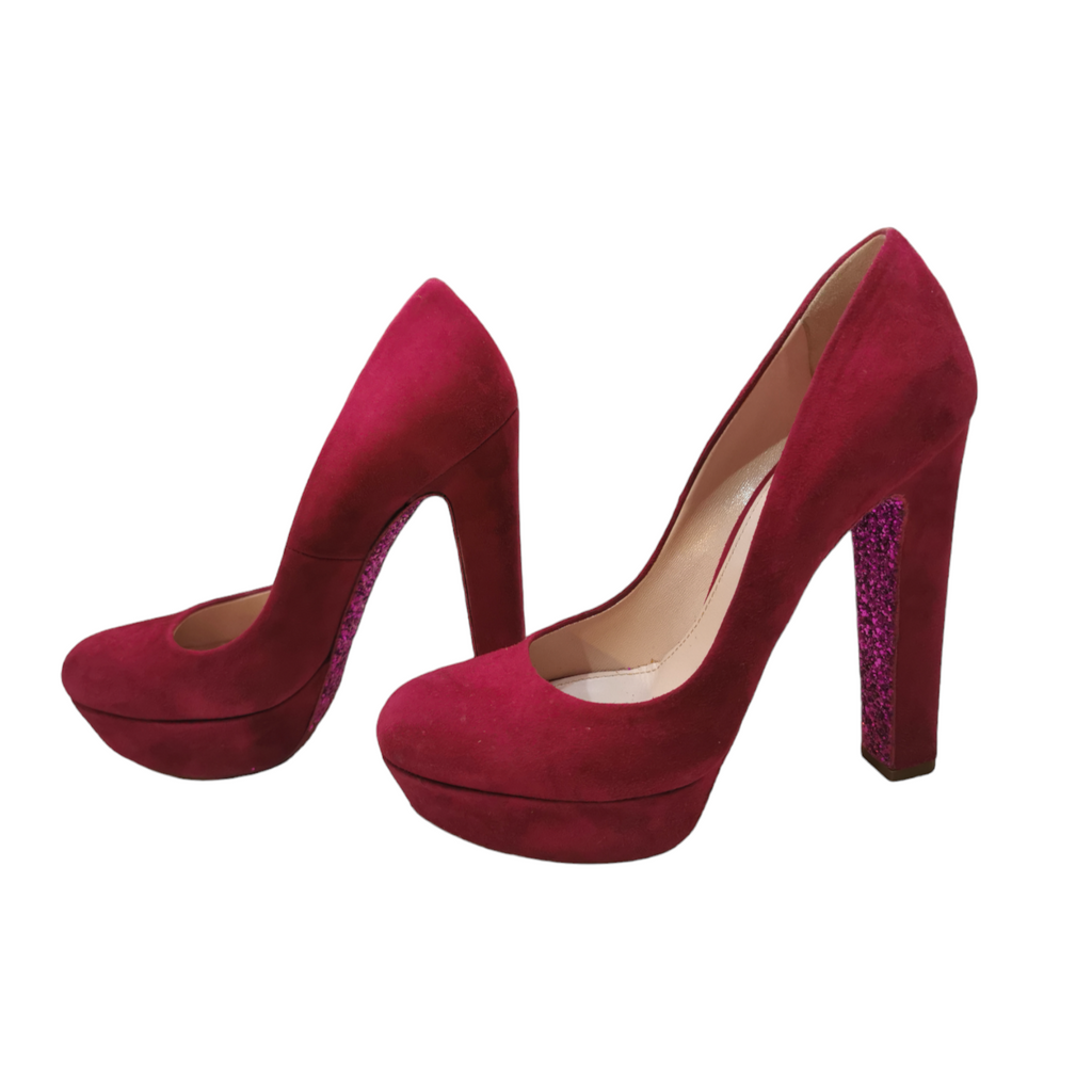 Dark Pink Sequin Heel Pumps / Tamno Roze Cipele na Štiklu sa Šljokicama