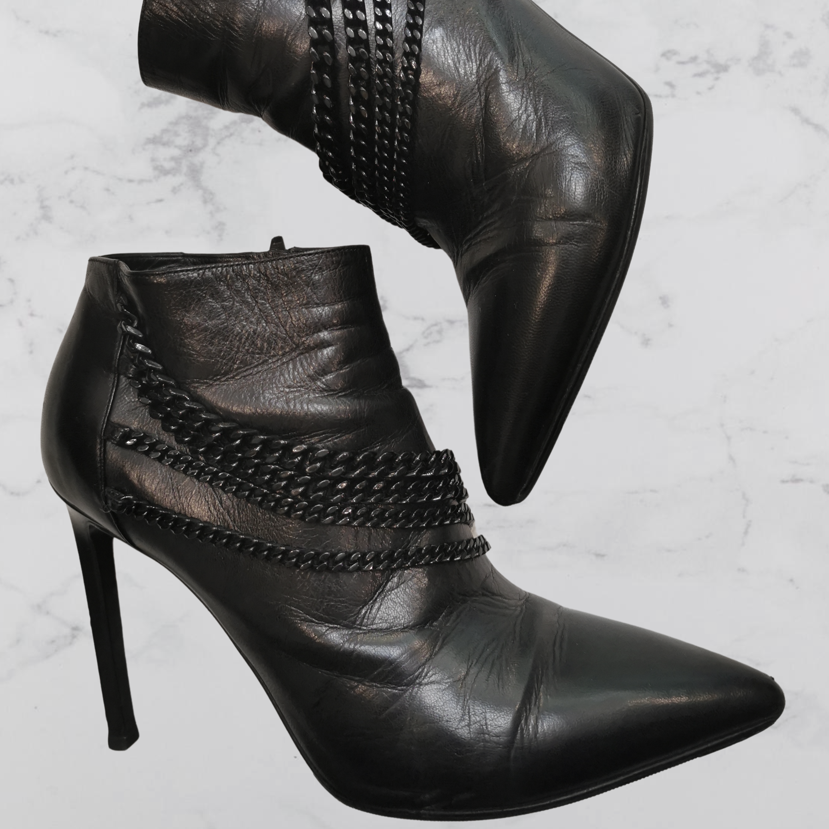 Saint Laurent crne kožne čizme do članka