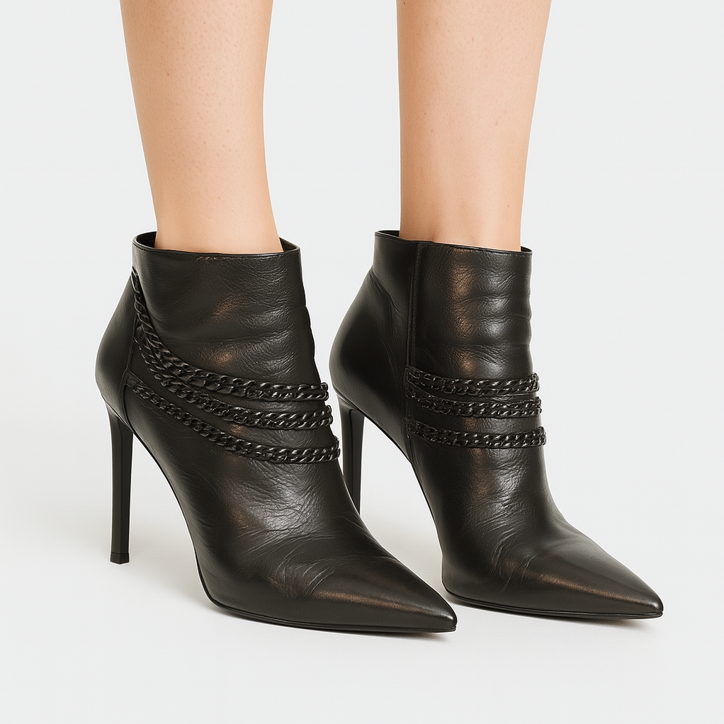 Saint Laurent crne kožne čizme do članka