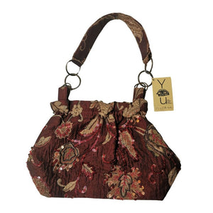 Burgundy Vintage Floral Bag / Bordo Vintage Tašna Sa Cvetnim Dezenom