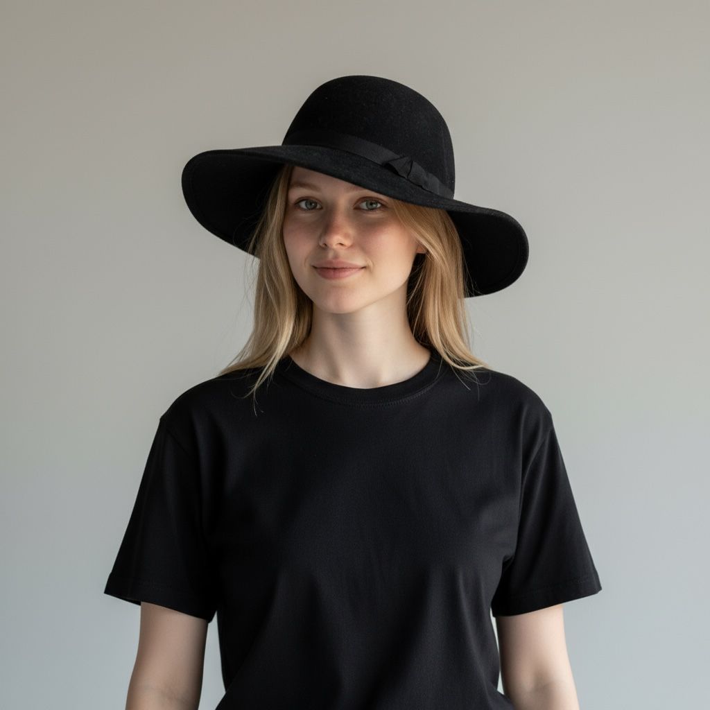 Crni vintage vuneni šešir širokog oboda