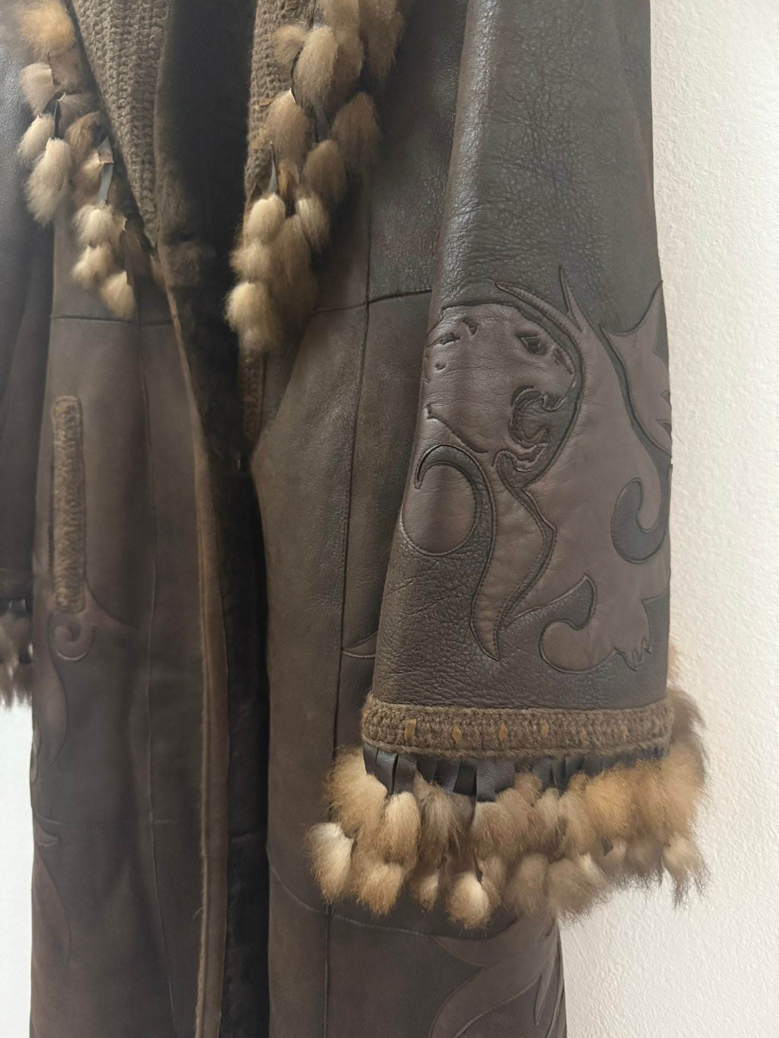 Vintage Roberto Cavalli Class kožni kaput sa krznom