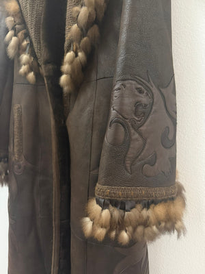 Vintage Roberto Cavalli Class kožni kaput sa krznom