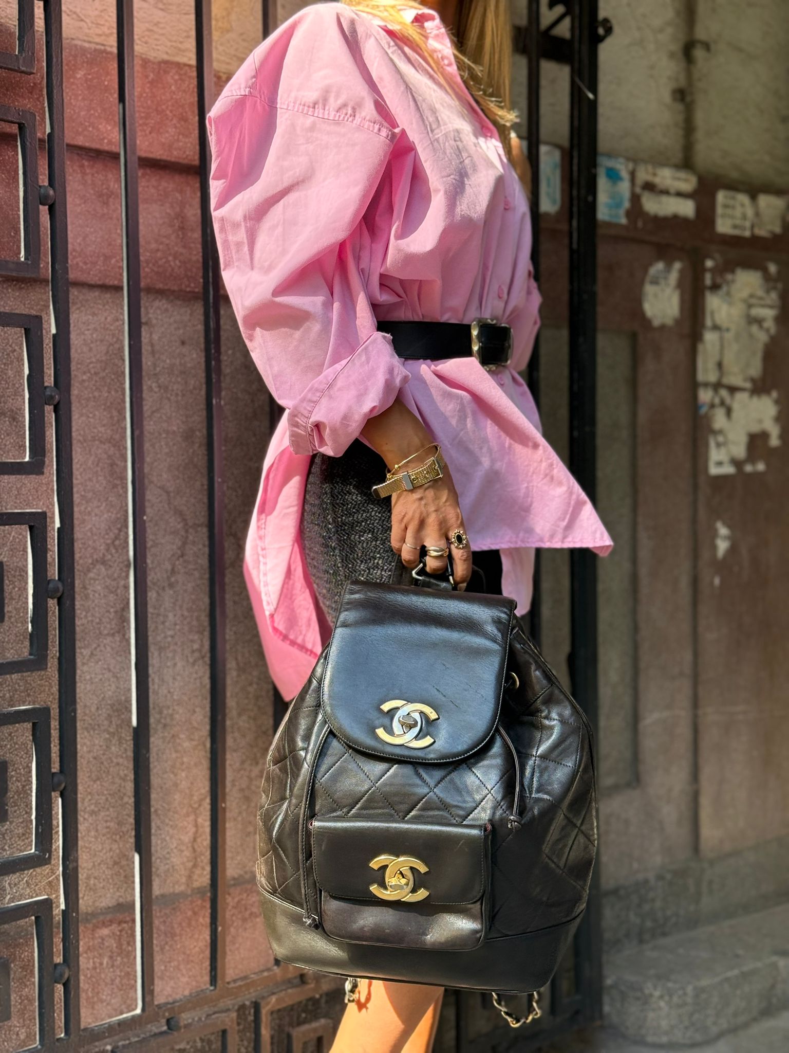 Authentic Chanel Vintage Black Oversized Backpack