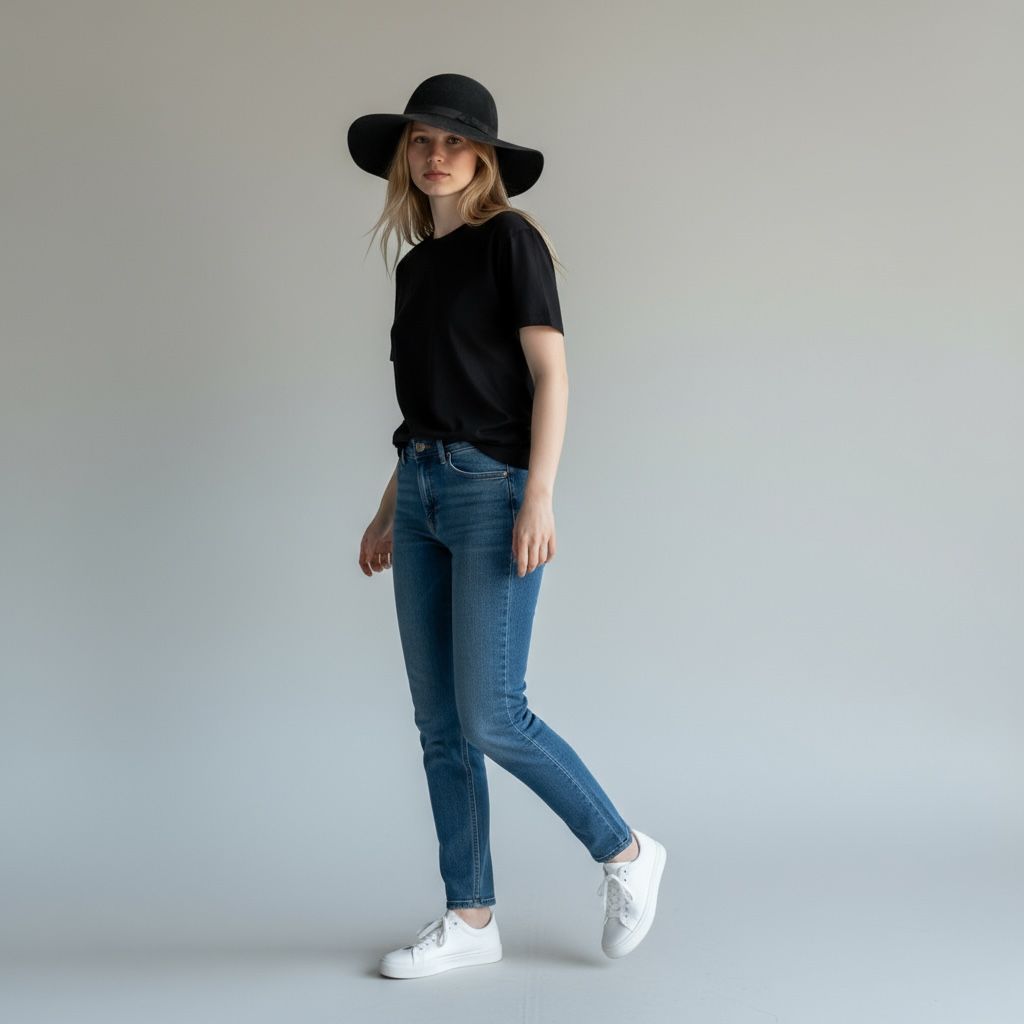 Crni vintage vuneni šešir širokog oboda