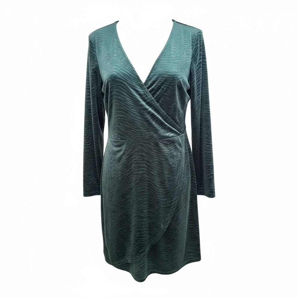 Vintage plišana haljina tamno zelene boje