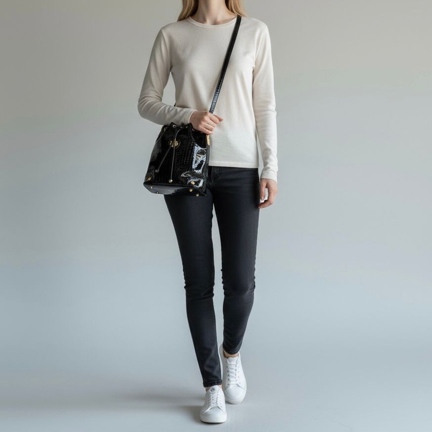 Crna vintage lakovana tašna