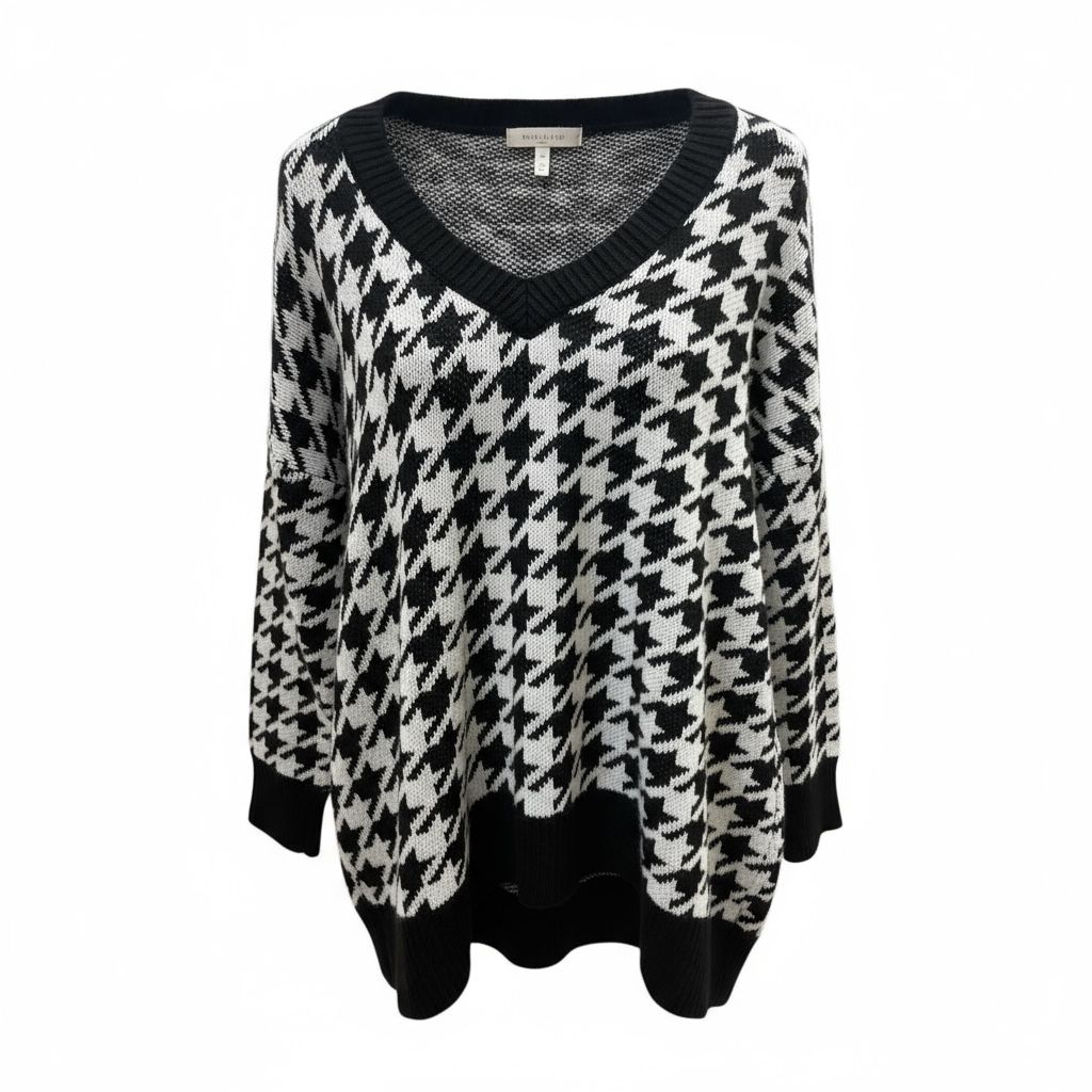 Vintage oversized džemper crno-bele boje