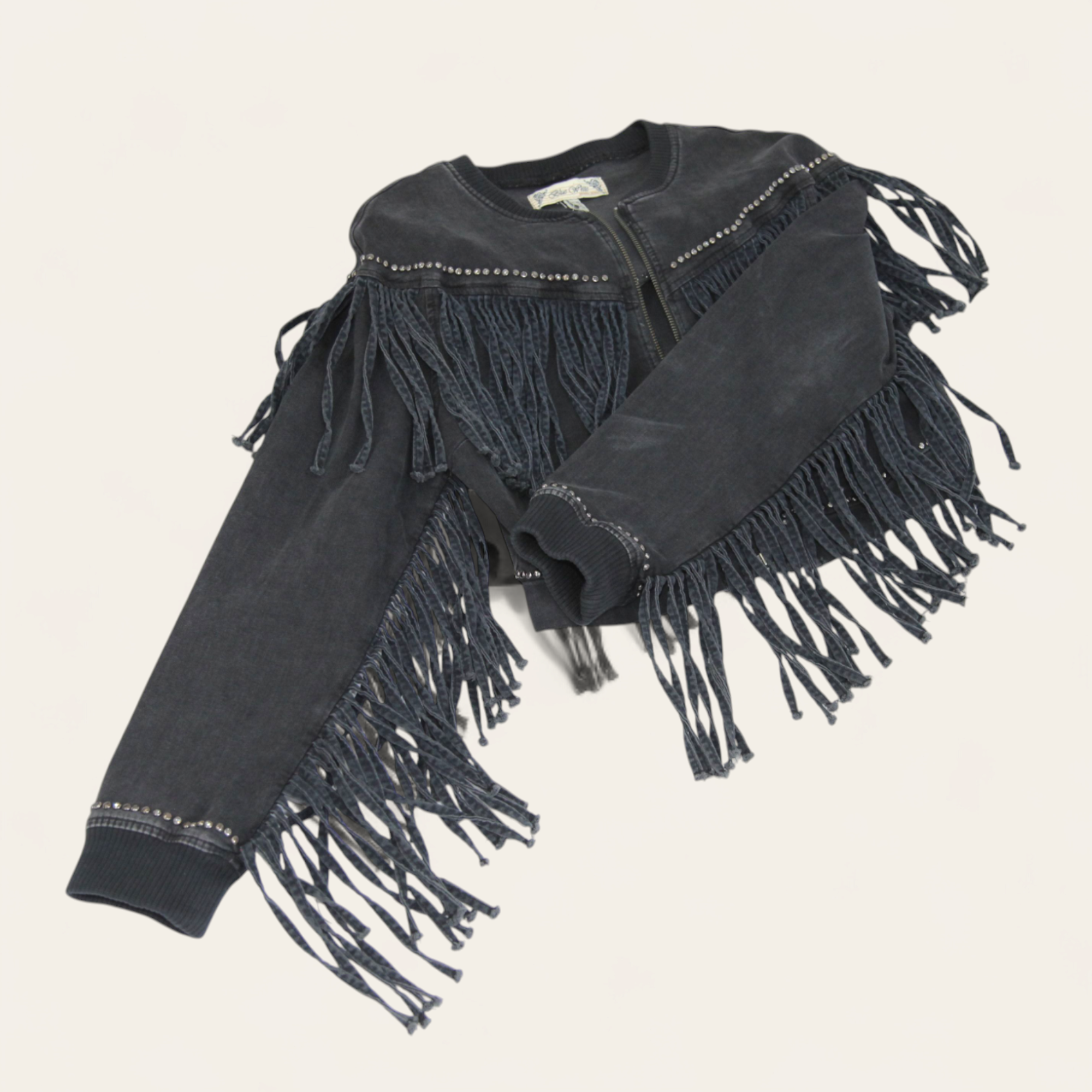 Vintage crop jakna sa resama