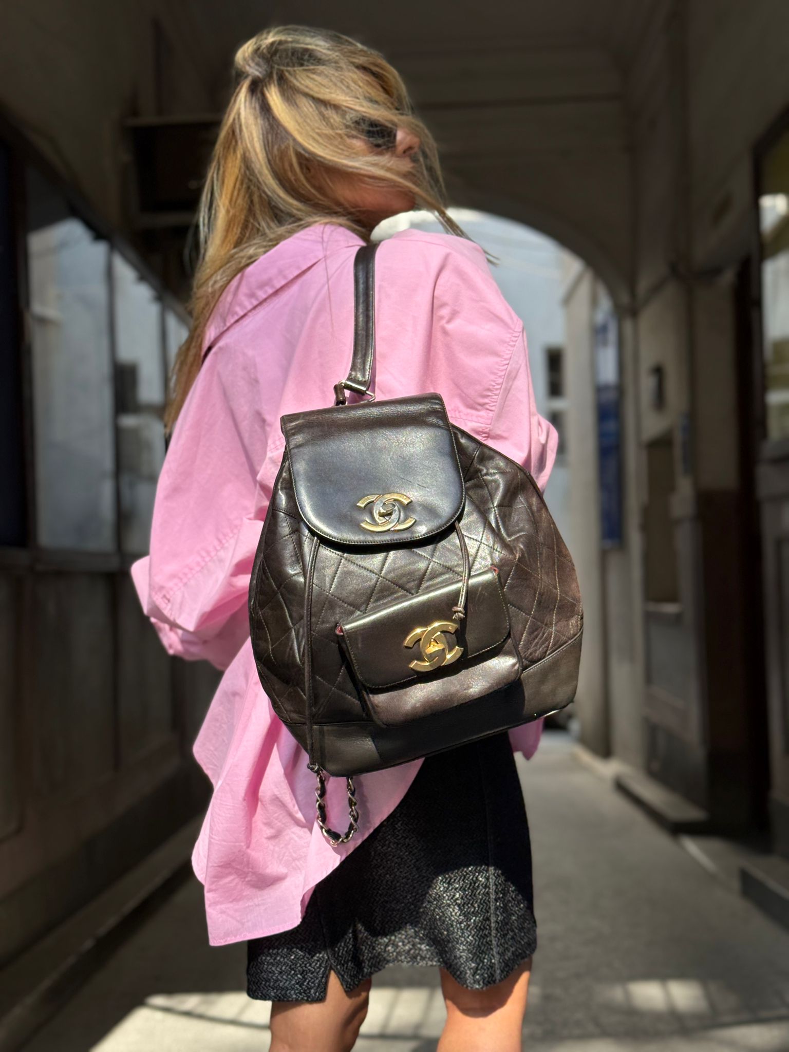 Authentic Chanel Vintage Black Oversized Backpack
