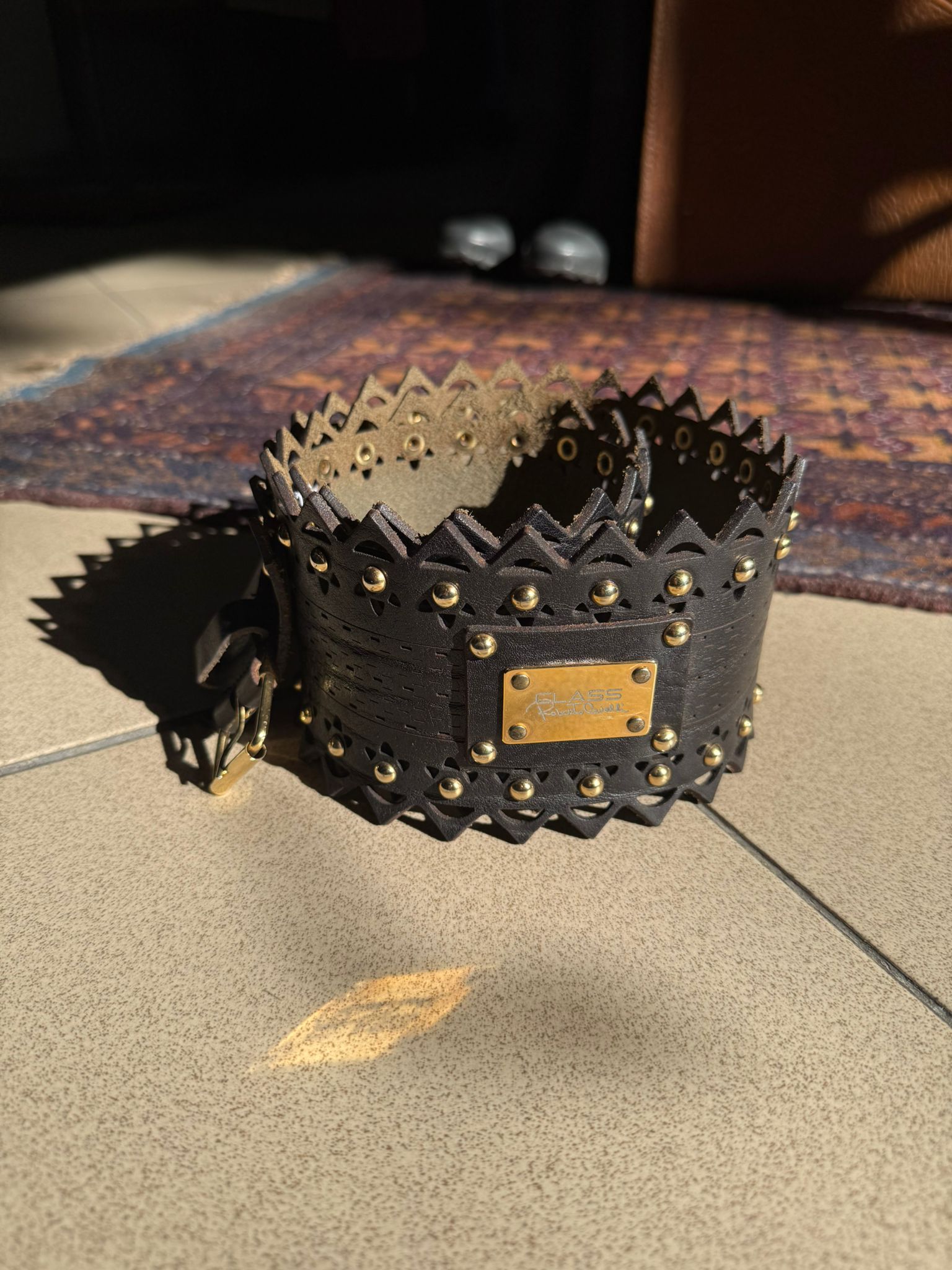 Roberto Cavalli Class kaiš crne boje