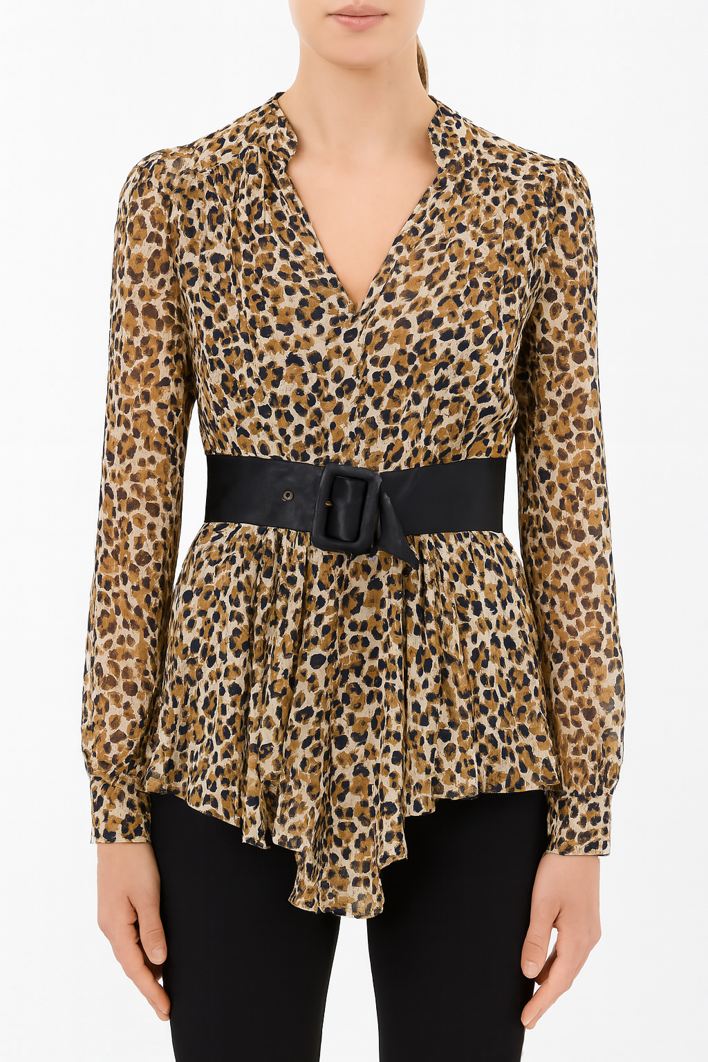 Animal print bluza - tunika sa širokim kaišem