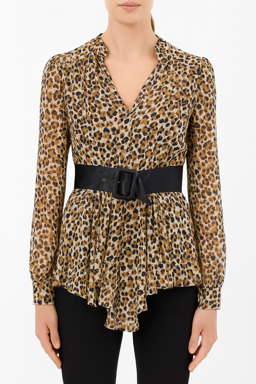 Animal print bluza - tunika sa širokim kaišem