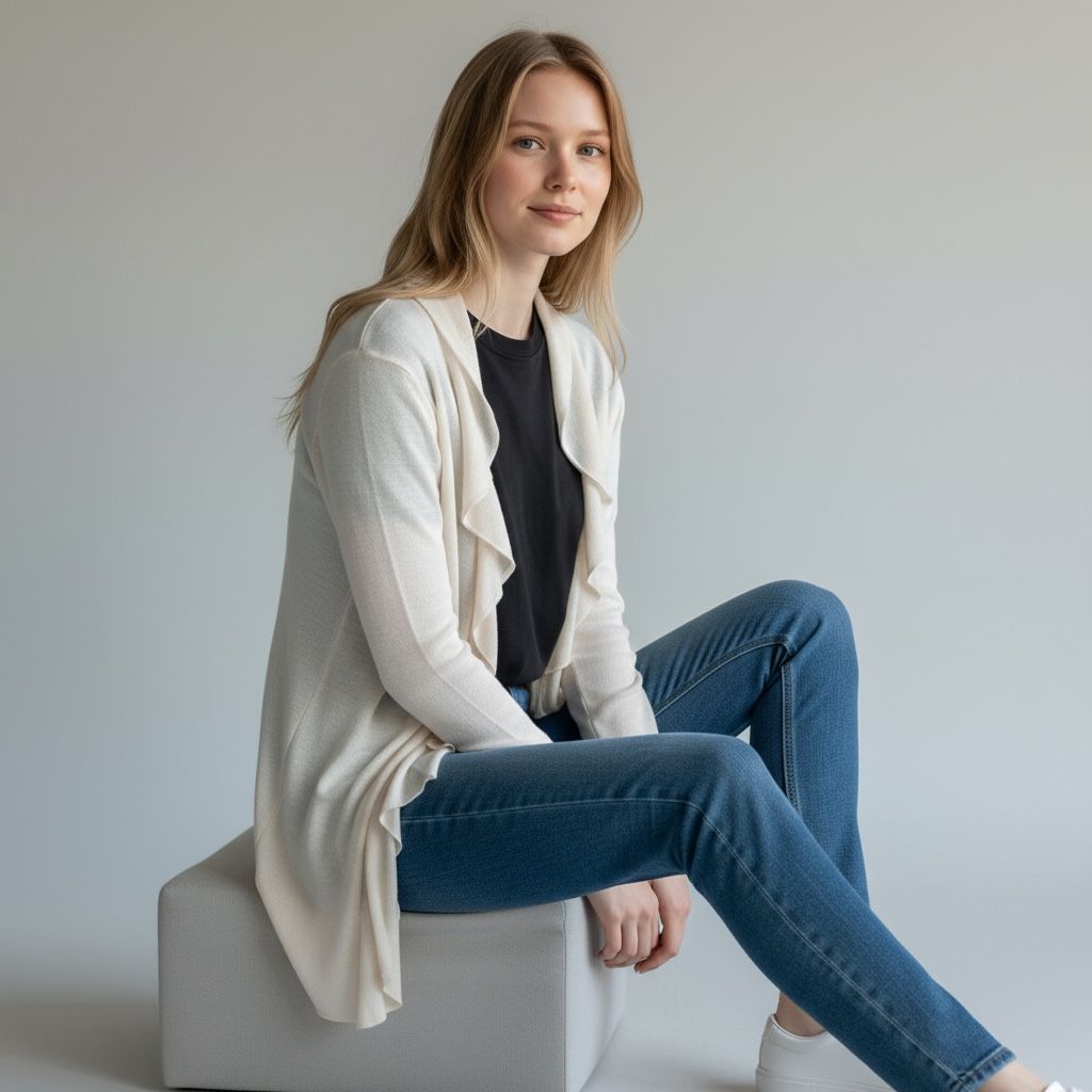 Dugački beli vintage kardigan