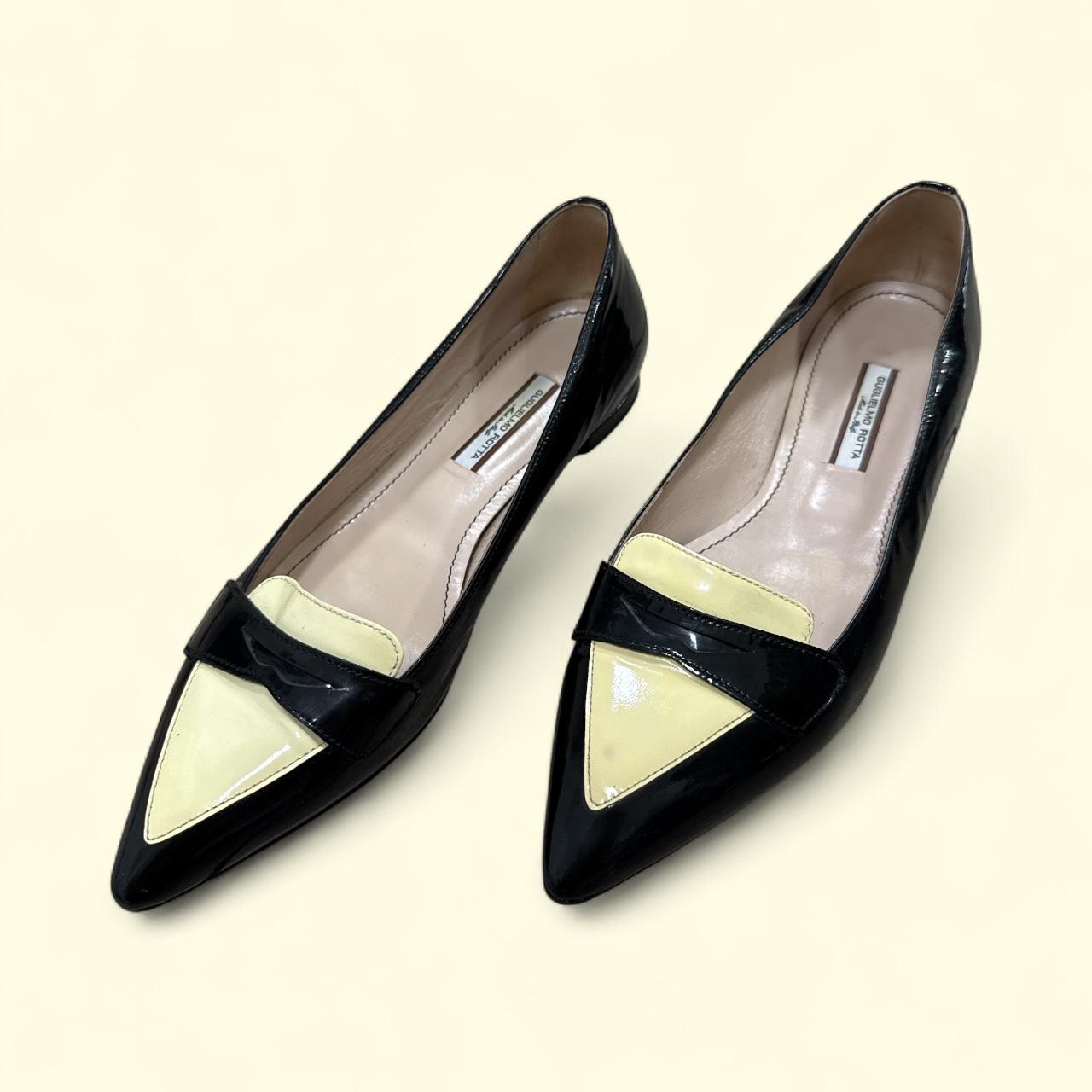 Guglielmo Rotta kožne baletanke crno-žute boje