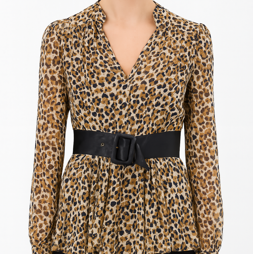 Animal print bluza - tunika sa širokim kaišem