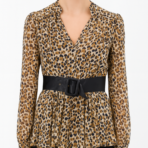 Animal print bluza - tunika sa širokim kaišem