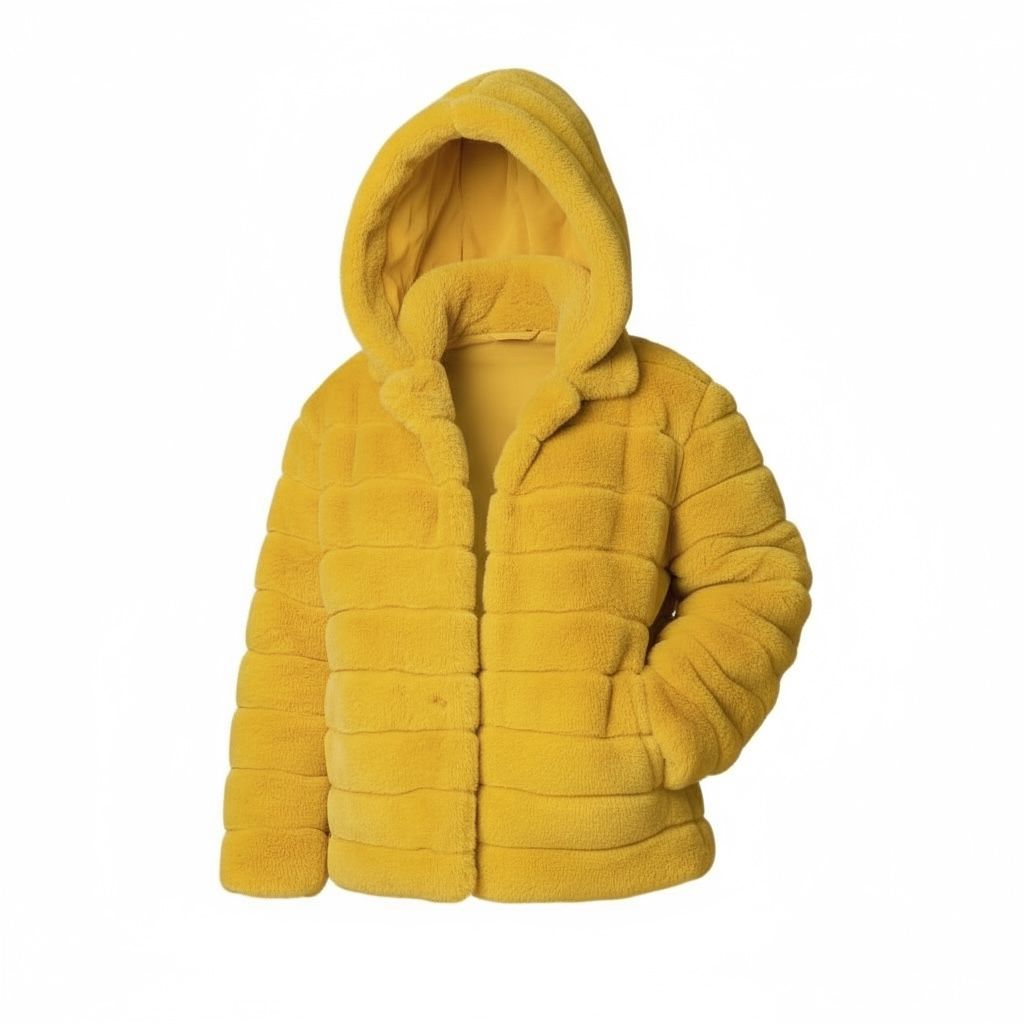 Žuta masivna bunda od veštačkog krzna