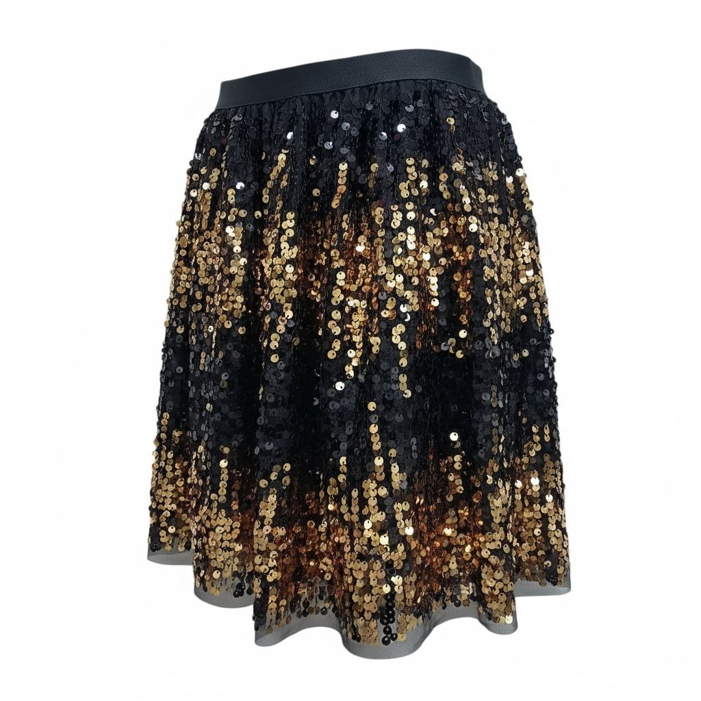 Šljokičasta crno-zlatna mini suknja