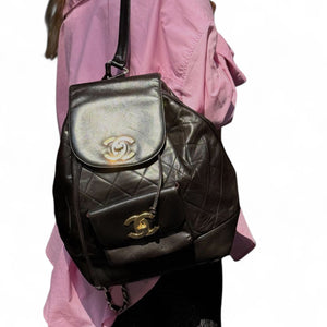 Authentic Chanel Vintage Black Oversized Backpack