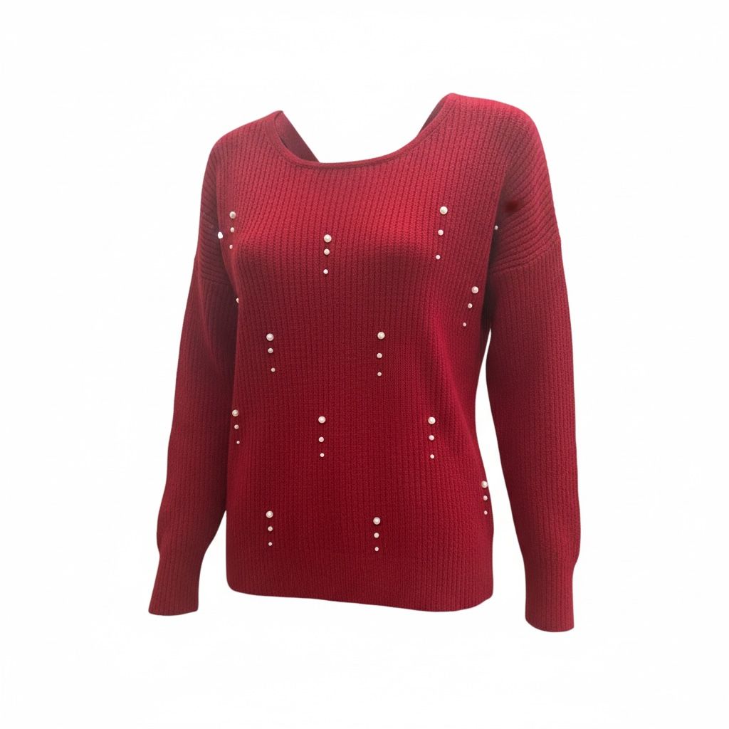 Crveni vintage džemper sa perlama
