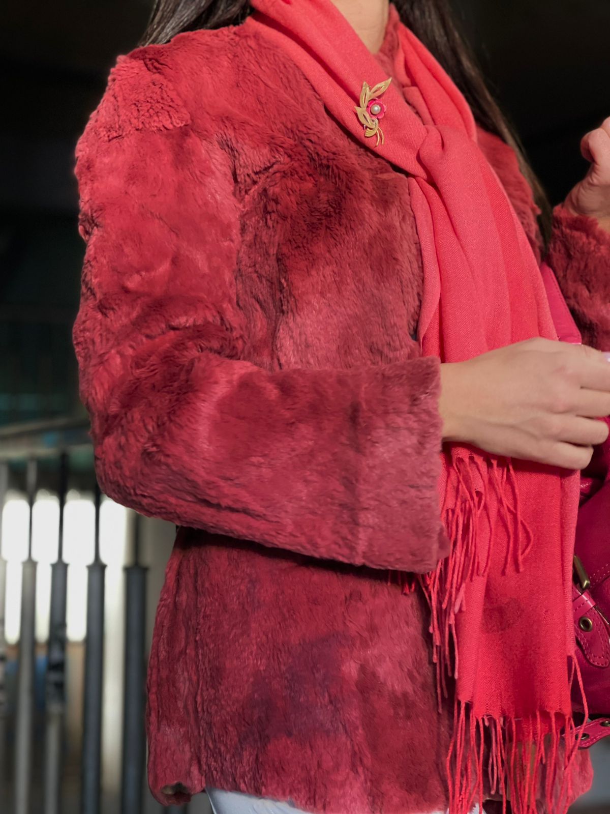 Vintage krznena jakna sa kaišem