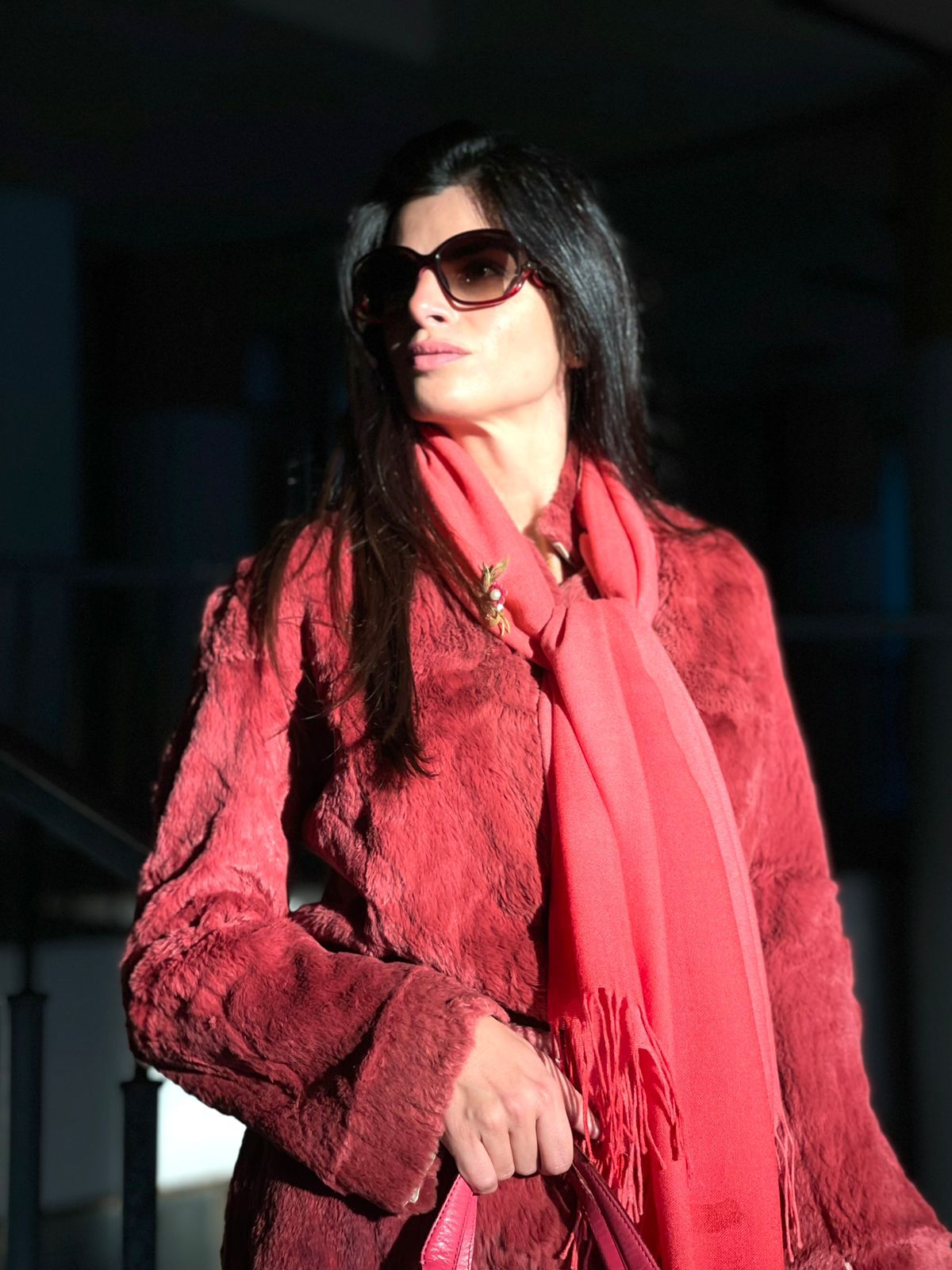 Vintage krznena jakna sa kaišem