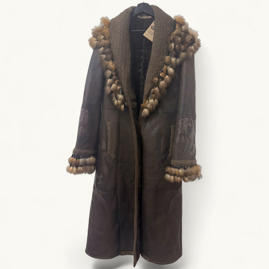 Vintage Roberto Cavalli Class kožni kaput sa krznom
