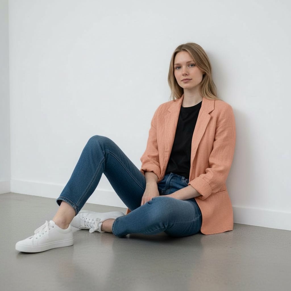 Laneni vintage blejzer boje kajsije