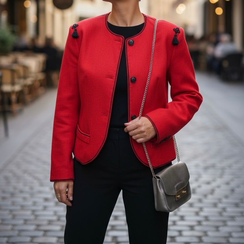 Vintage vuneni crveni sako