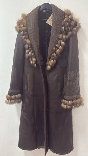 Vintage Roberto Cavalli Class kožni kaput sa krznom